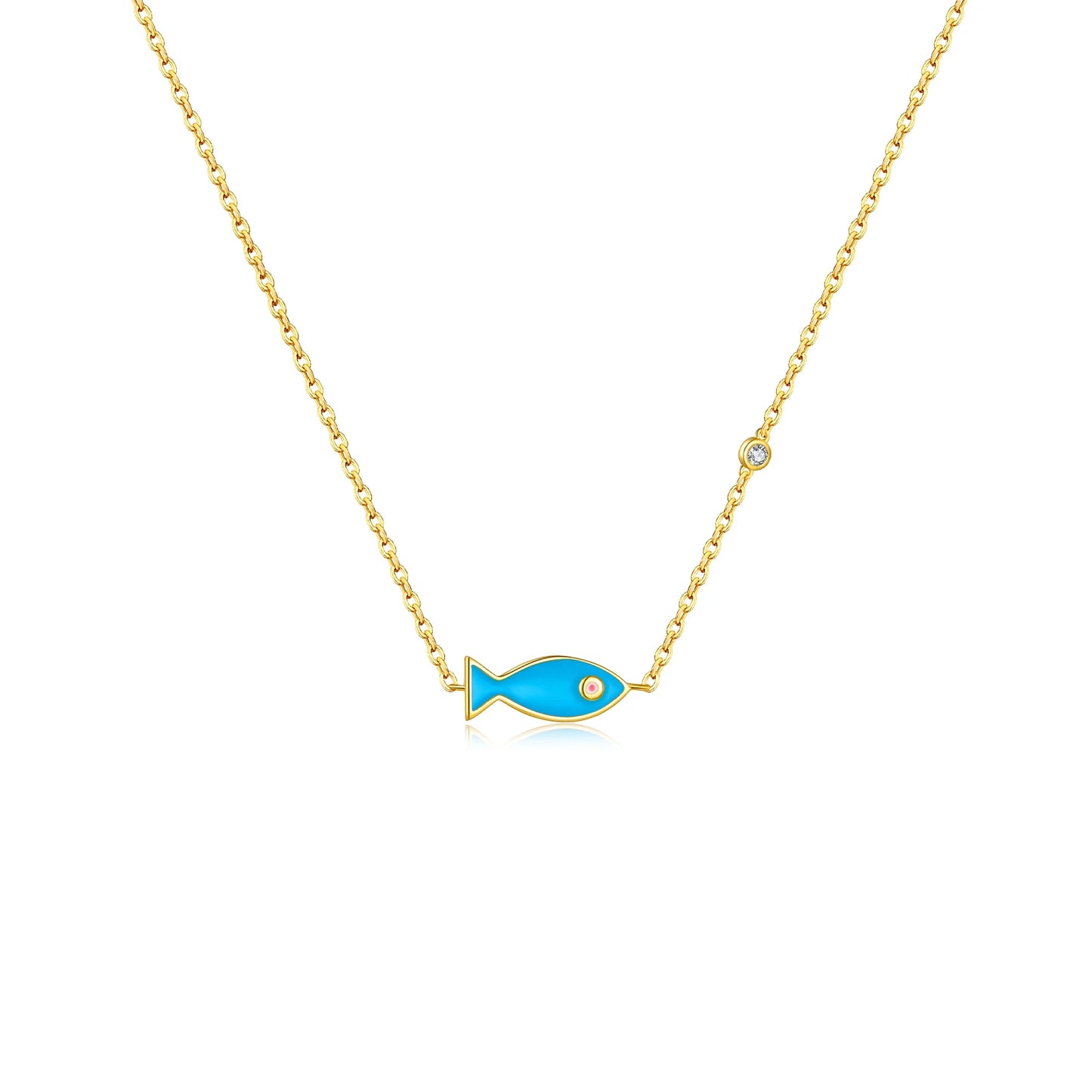 Ocean Charm Mini Evil Eye Fish Necklace