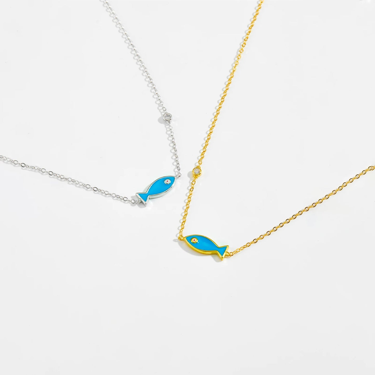Ocean Charm Mini Evil Eye Fish Necklace