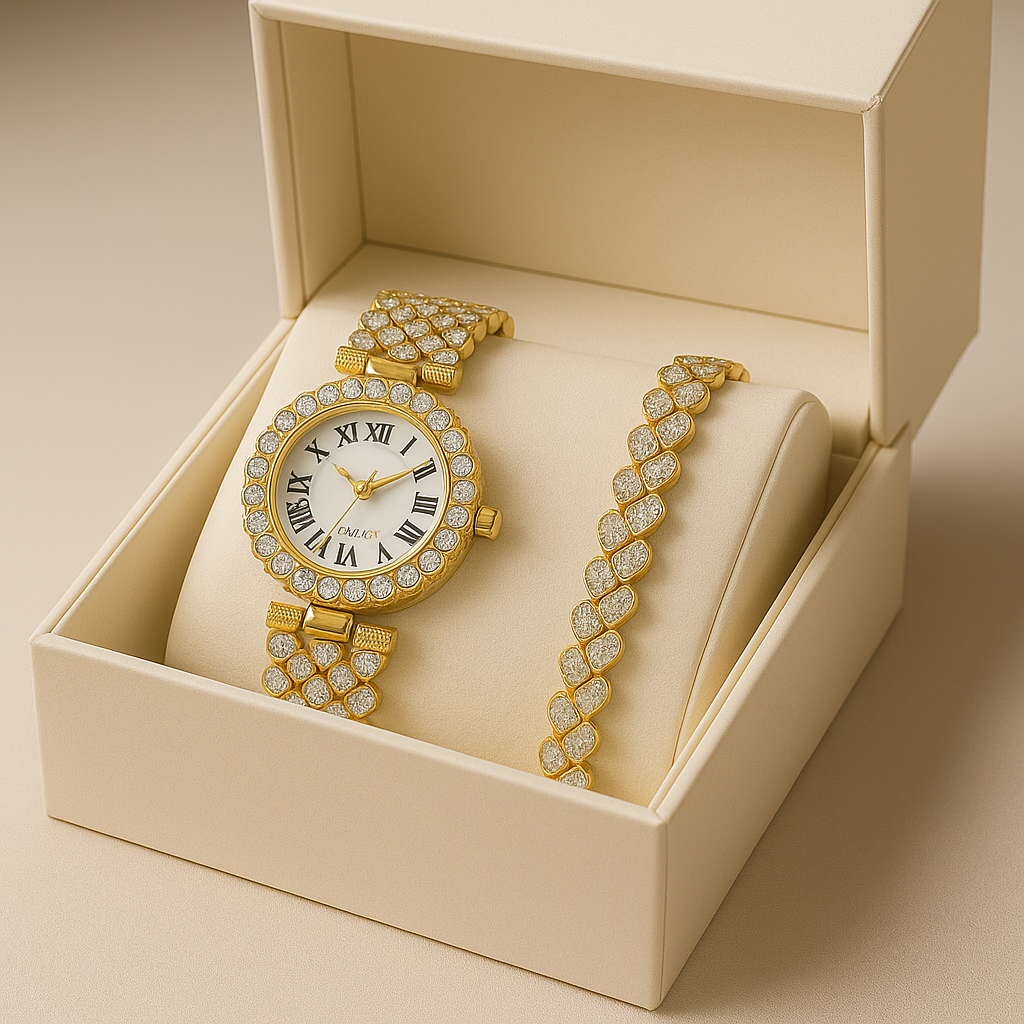 Éternelle Crystal Quartz Watch + Matching Bracelet Set