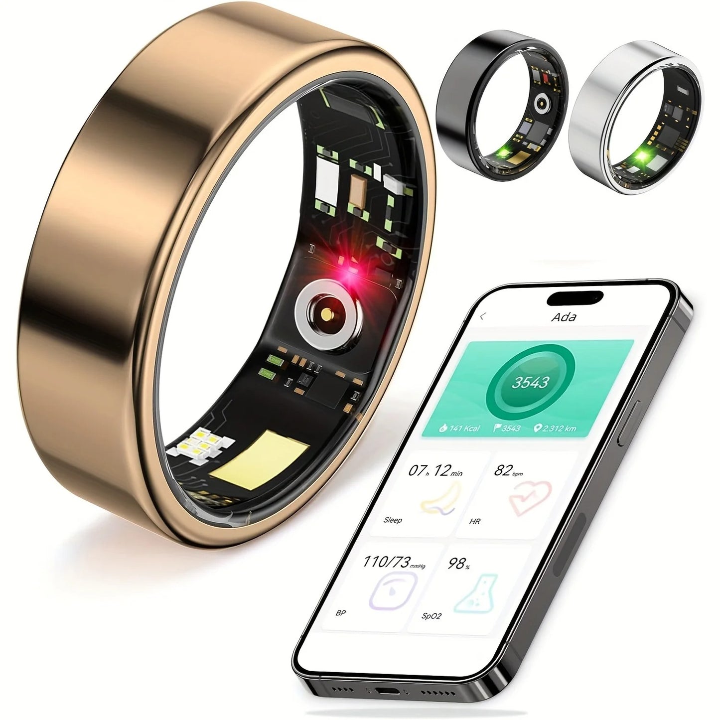 SYNCRO™ Titanium Smart Ring – Heart Rate, Sleep & Stress Monitor | Waterproof & Ultra-Durable