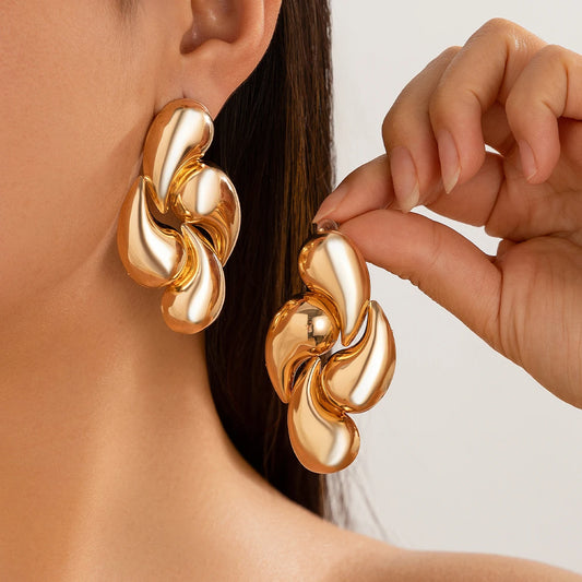 Golden Ripple Hoops