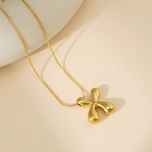 "X" Éternelle Bubble Letter Necklace – Gold Initial Pendant