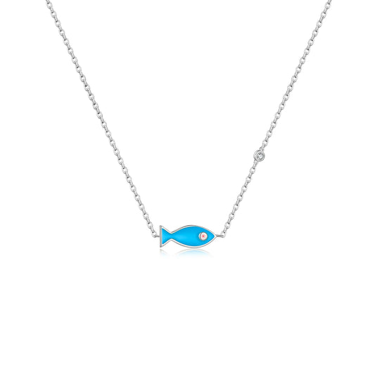 Ocean Charm Mini Evil Eye Fish Necklace