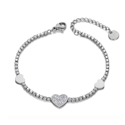 Glitter Heartline Tennis Bracelet